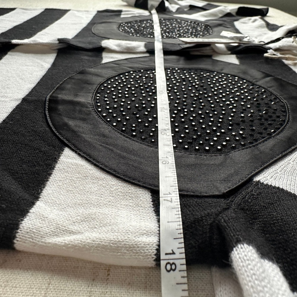 NWT Alice + Olivia Stacey Face Striped Cardigan Black White Sequin S - Picture 14 of 16